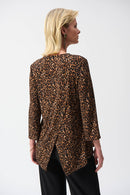 Silky Knit Print Tunic - Beige/black
