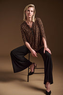 Silky Knit Print Tunic - Beige/black