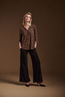 Silky Knit Print Tunic - Beige/black