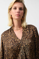 Satin Animal Print Top - Beige/black