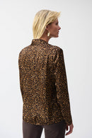 Satin Animal Print Top - Beige/black