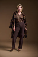 Satin Animal Print Top - Beige/black