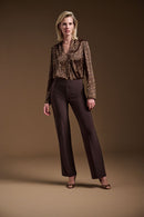 Satin Animal Print Top - Beige/black