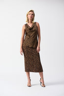 Satin SL Animal Print Top - Beige/black