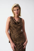 Satin SL Animal Print Top - Beige/black