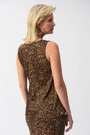 Satin SL Animal Print Top - Beige/black
