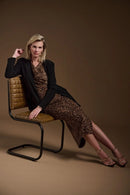Satin SL Animal Print Top - Beige/black