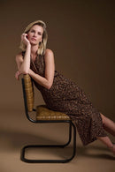 Satin SL Animal Print Top - Beige/black