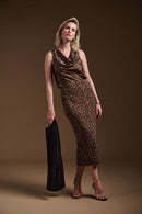 Satin SL Animal Print Top - Beige/black
