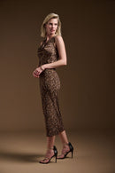 Satin SL Animal Print Top - Beige/black
