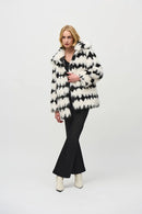 Reversible Faux Fur Coat - Vanilla/black