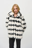 Reversible Faux Fur Coat - Vanilla/black