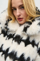 Reversible Faux Fur Coat - Vanilla/black