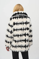 Reversible Faux Fur Coat - Vanilla/black