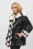Reversible Faux Fur Coat - Vanilla/black