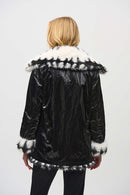 Reversible Faux Fur Coat - Vanilla/black