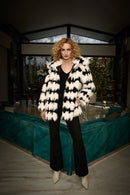 Reversible Faux Fur Coat - Vanilla/black