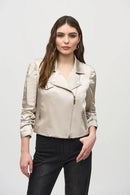 Satin Moto Jacket - Moonstone