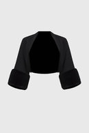 Faux Fur Trim Bolero - Black