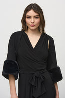 Faux Fur Trim Bolero - Black