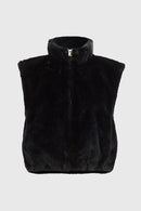 Faux-Fur Crop Gilet - Black