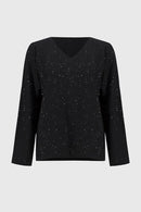 Sequined Boxy Top - Black