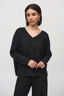 Sequined Boxy Top - Black