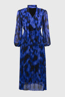 Abstract Print Dress - Royal Sapphire/multi