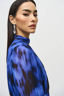 Abstract Print Dress - Royal Sapphire/multi