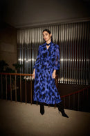 Abstract Print Dress - Royal Sapphire/multi
