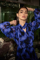 Abstract Print Dress - Royal Sapphire/multi