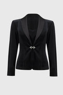 Velvet Blazer And Cami Set - Black/black