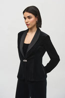 Velvet Blazer And Cami Set - Black/black