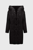 Knit & Faux Fur Hood Coat - Black