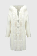Knit & Faux Fur Hood Coat - Vanilla