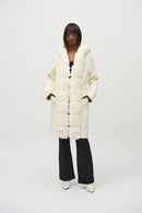 Knit & Faux Fur Hood Coat - Vanilla