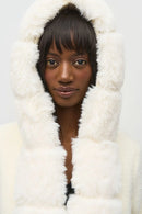 Knit & Faux Fur Hood Coat - Vanilla