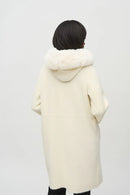 Knit & Faux Fur Hood Coat - Vanilla
