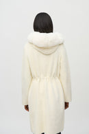Knit & Faux Fur Hood Coat - Vanilla