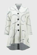 Abstract Jacquard Coat - Vanilla/black
