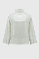Sequins Detail Boxy Top - Vanilla