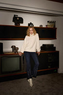 Sequins Detail Boxy Top - Vanilla