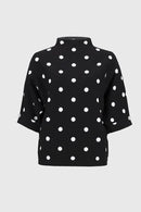 Jacquard Dot Print Top - Black/vanilla