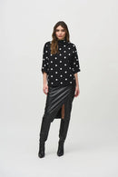 Jacquard Dot Print Top - Black/vanilla