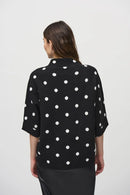 Jacquard Dot Print Top - Black/vanilla