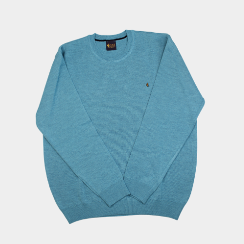 Plain Crew Neck Jumper - Aqua