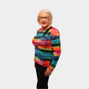 Zip Detail Round Neck Jumper - Print