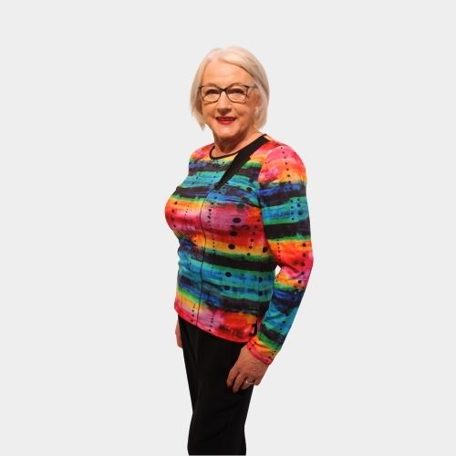 Zip Detail Round Neck Jumper - Print