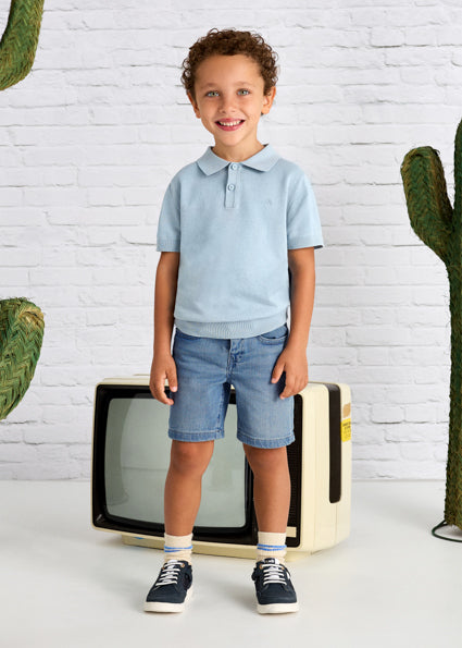 Denim Basic 5 Pocket Shorts - Grey Blue