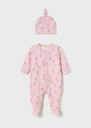 Long Onesie With Hat - Baby Rose